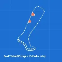 Technische Ansicht der HOLIES Grip Cut Socks mit zwei Wadenöffnungen, integriertem Fußteil und Grip-Punkten an der Sohle.